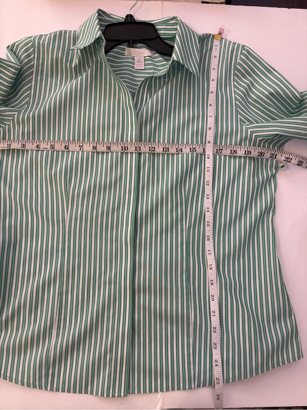 Chico's Mint Green Striped Button-Down Shirt - Picture 5 of 6